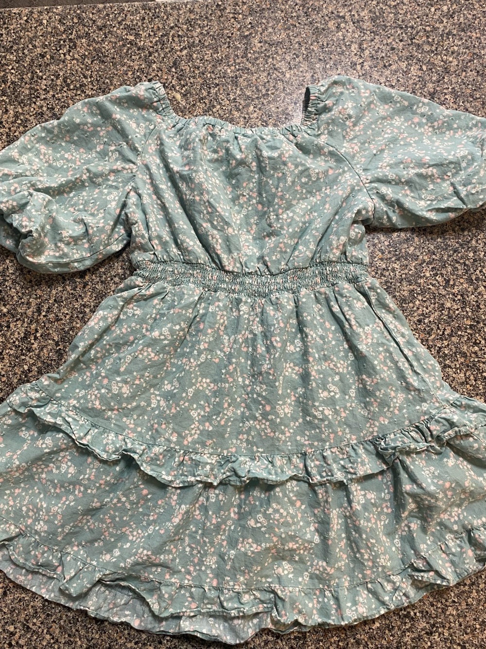 Cat & Jack Sage Green Floral Ruffle Dress